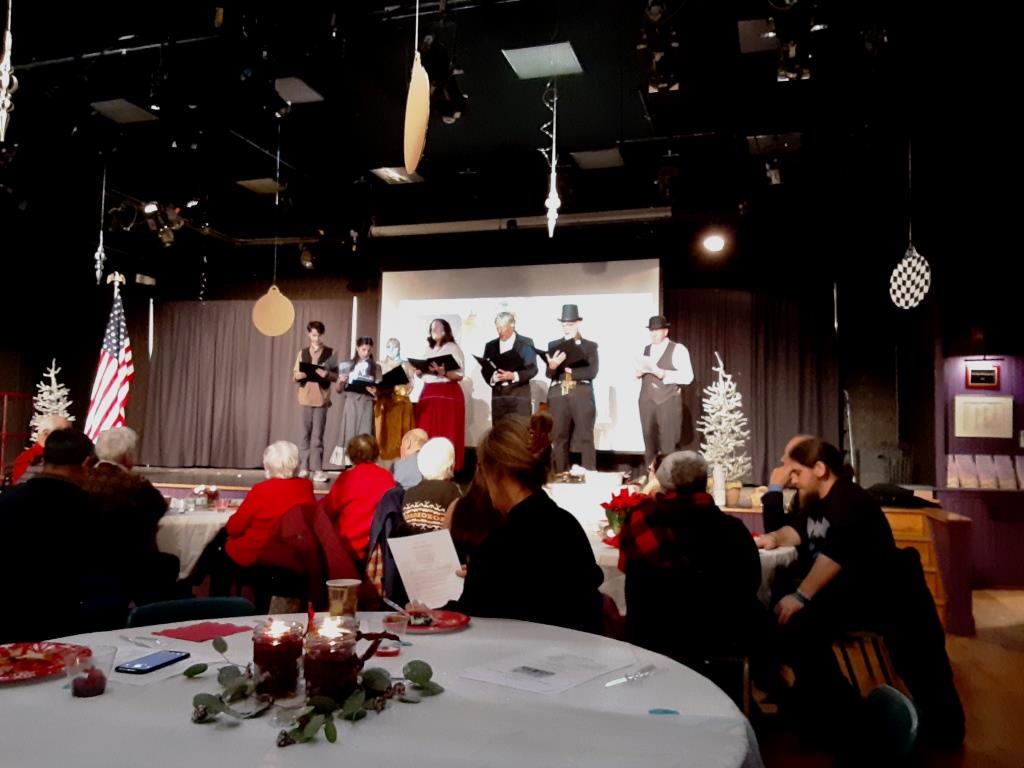 The players onstage for Christmas Eve at the Knowlson Home, 1852