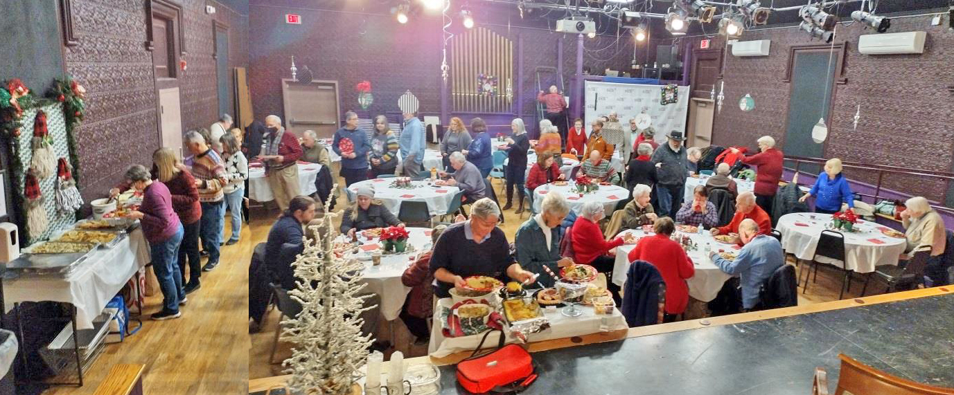 panorama of potluck dinner 12/14/2022