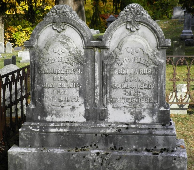 headstone of Rush family (A. Mace photo)